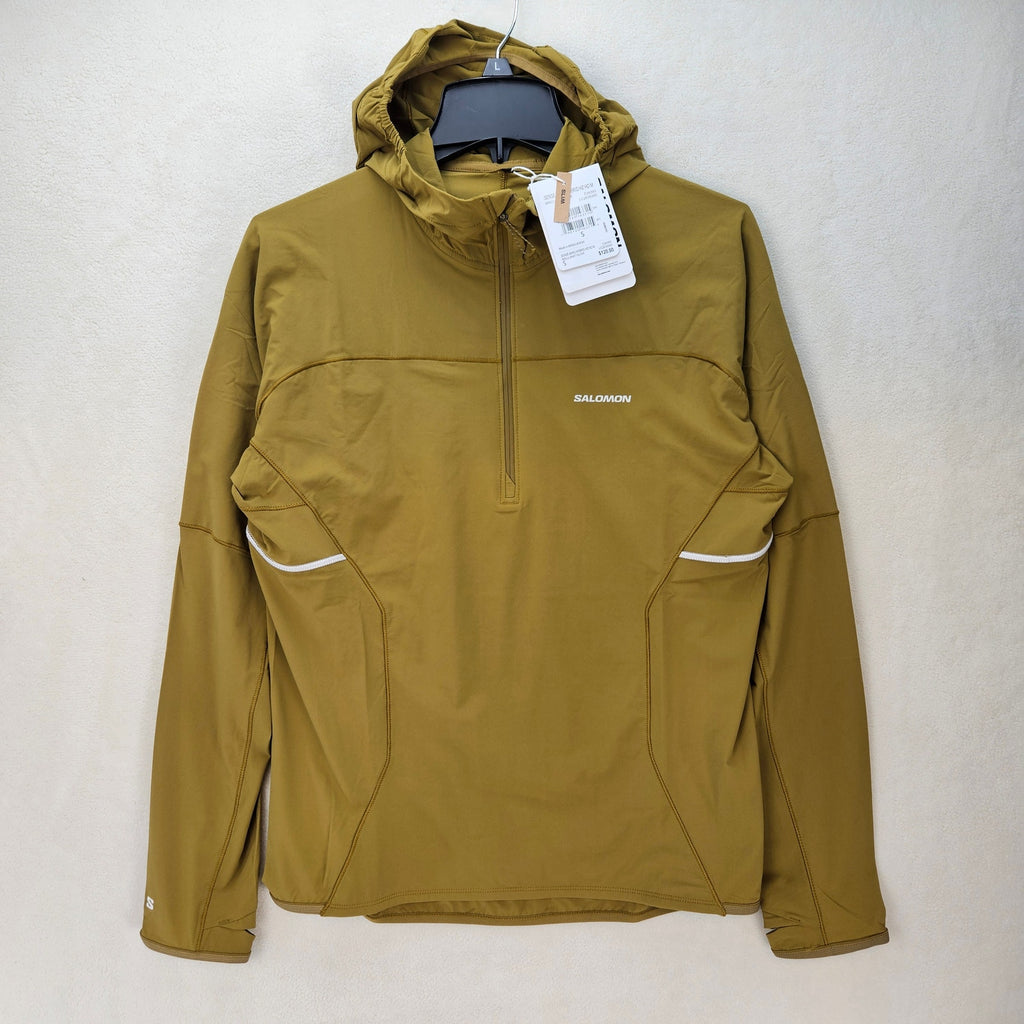 SALOMON MEN'S SMALL SENSE AERO HYBRID HALF ZIP HOODIE NWT OLIVE GREEN