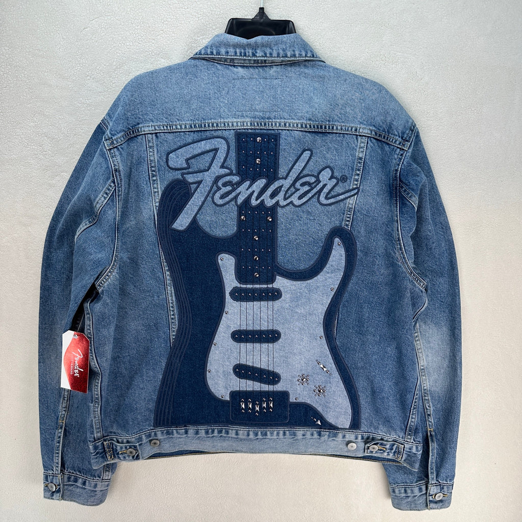 LUCKY BRAND X FENDER 70TH ANNIVERSARY XXLARGE EMBROIDERED GUITAR DENIM JACKET