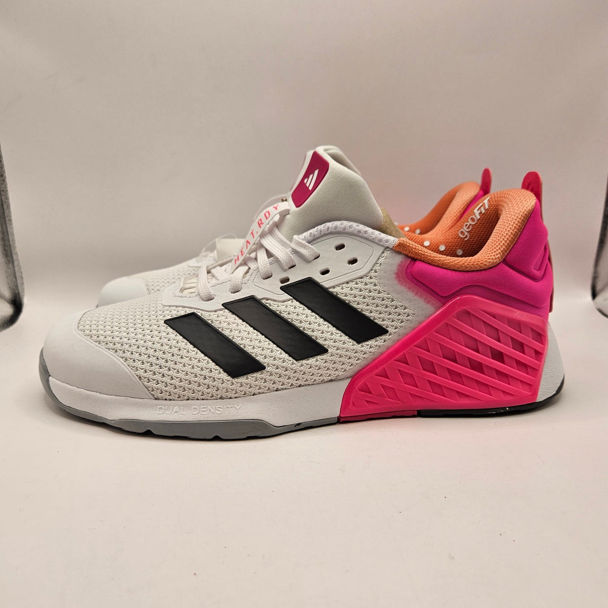 ADIDAS WOMEN'S 9 DROPSET 3 TRAINING SHOES GREY SHOCK PINK JR1674