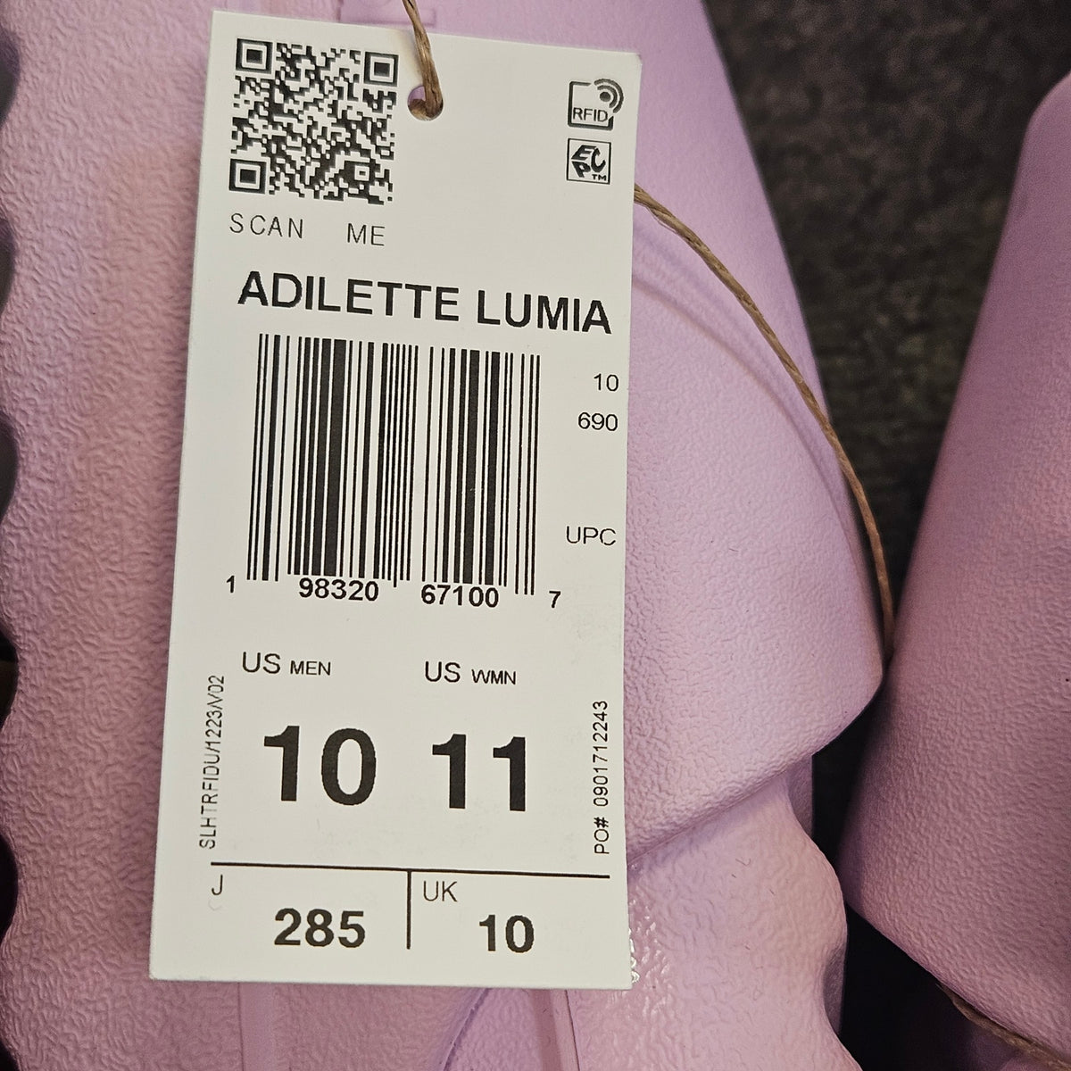 ADIDAS MEN'S 10 ADILETTE LUMIA SLIDES BLISS LILAC PURPLE QUICK DRYING IH8924 NWT