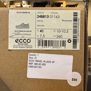 ECCO WOMEN'S 41 TRAVEL WITH LACE UP GRAVEL GREY WHITE SNEAKER NIB