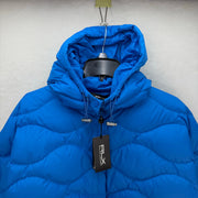 RLX RALPH LAUREN SZ M ONION-QUILTED HOODED DOWN JACKET BLUE