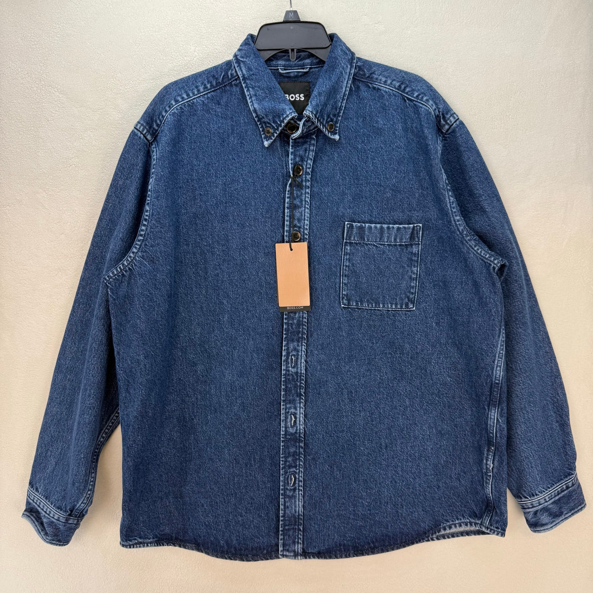 HUGO BOSS MEN'S XLARGE RELAXED FIT DENIM SHIRT BLUE THICK MATERIAL
