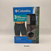 COLUMBIA MEN'S S OVERALL MESH BOXER BRIEF 3 PAIR CHARCOAL GREY BLACK