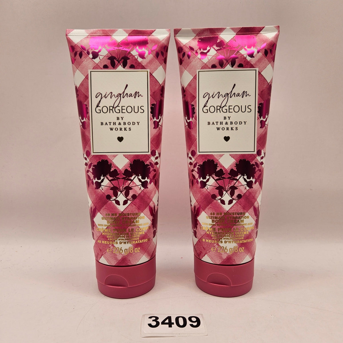 LOT OF 2 - BATH & BODY WORKS GINGHAM GORGEOUS 48 HR MOISTURE ULTIMATE HYDRATION