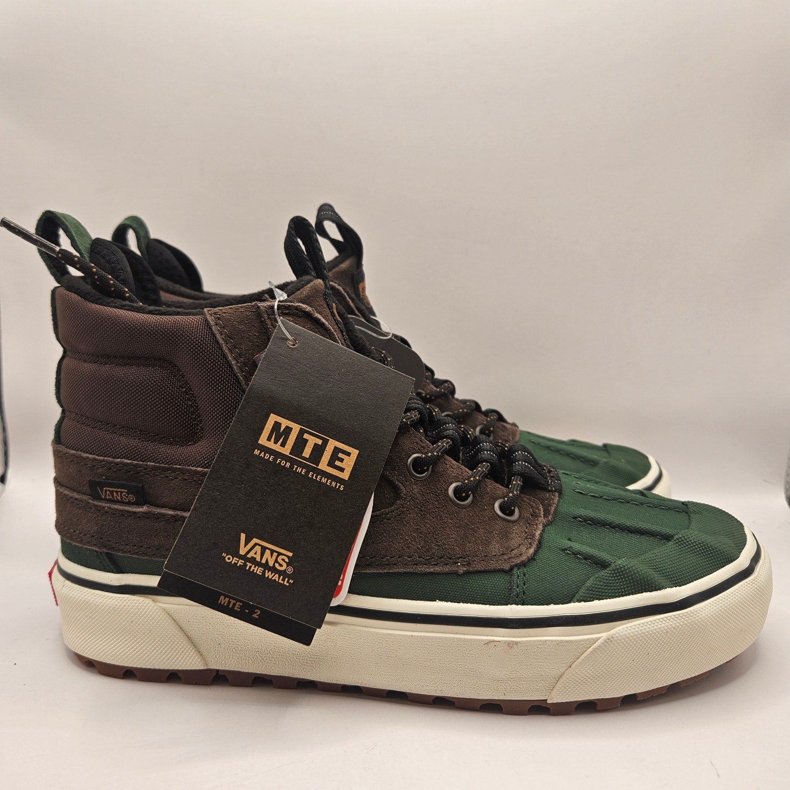 VANS MEN'S 7 SK8-HI DEL PATO MTE-2 UTILITY BOOTS BROWN GREEN NWOB WATERPROOF