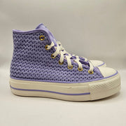 CONVERSE WOMEN'S 7 CHUCK TAYLOR HI PLATFORM LAVENDER LACE UP SNEAKERS A13644C