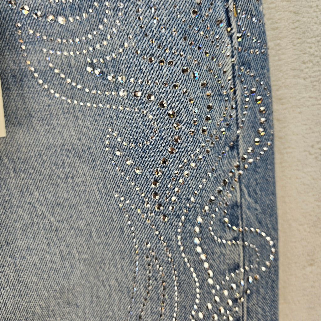 LEVI'S 501 X BEYONCE CURVE JEANS 26X30 WESTERN CRYSTAL NWT $150
