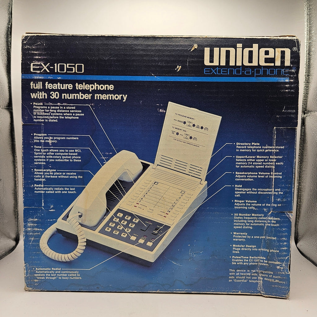 SUPER RARE UNIDEN EX-1050 VINTAGE TELEPHONE 1984 MEMORY PHONE NIB W PRICE TAG