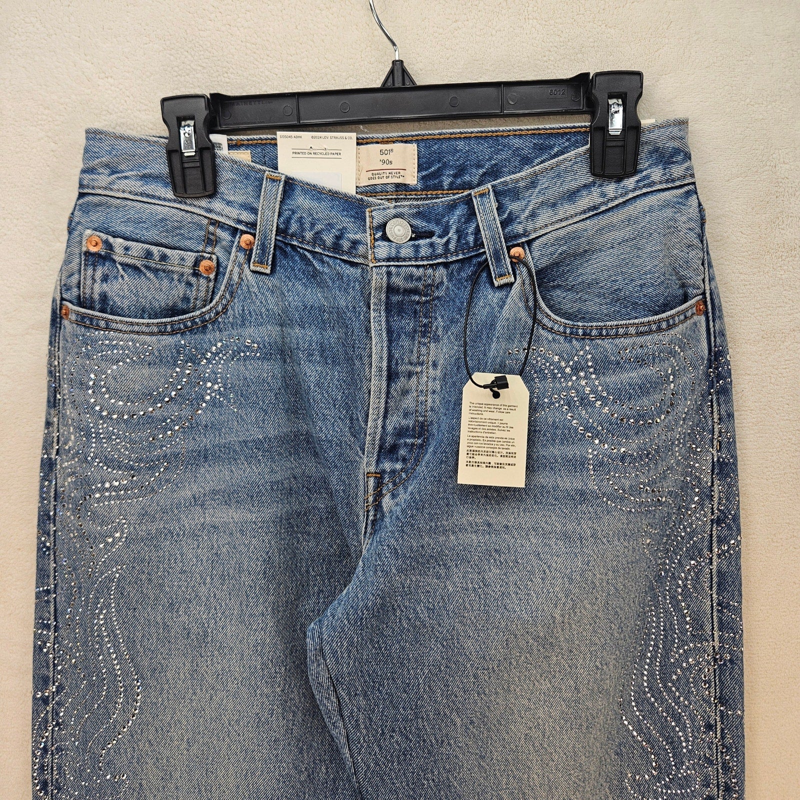 LEVI'S 501 X BEYONCE 90S STRAIGHT JEANS 28X30 WESTERN CRYSTAL NWT $150