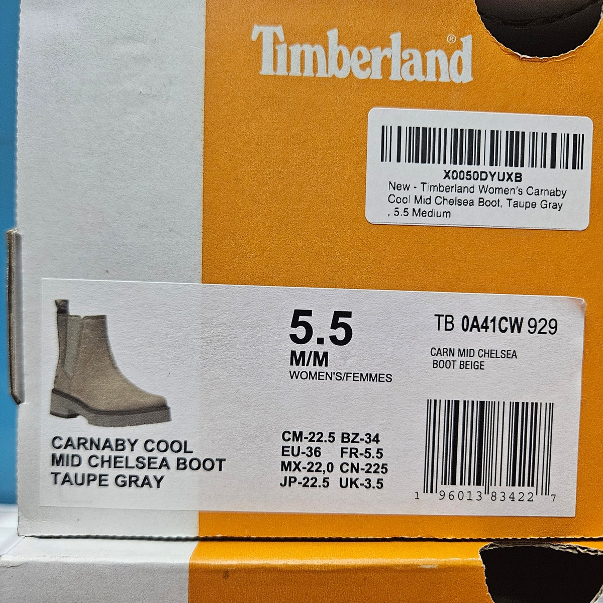 TIMBERLAND WOMEN'S 5.5 CARNABY COOL MID CHELSEA BOOT TAUPE GRAY TB0A41CW929