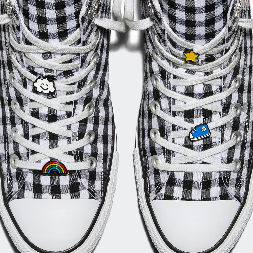 CONVERSE WOMEN'S 8 X SANRIO HELLO KITTY BLACK WHITE PLAID CTAS NIB A17697C