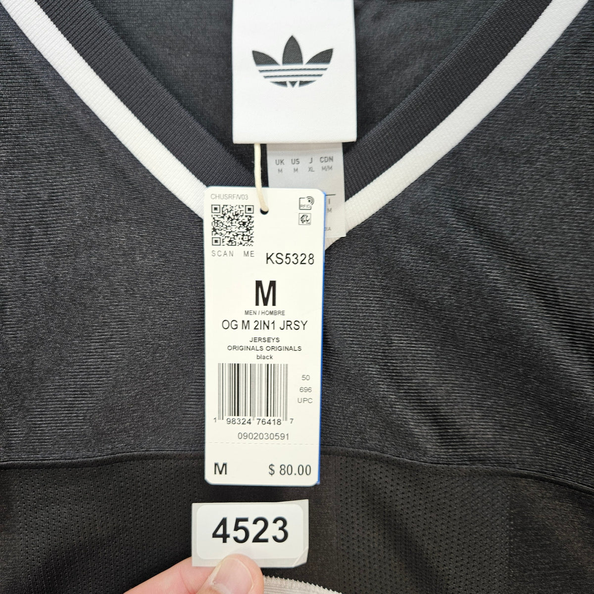 ADIDAS MEN'S MEDIUM ORIGINALS TREFOIL OG 2 IN 1 JERSEY BLACK RED RARE KS5328
