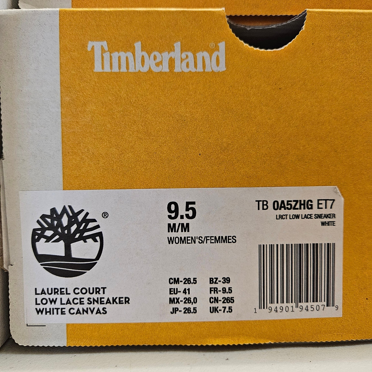 TIMBERLAND WOMEN'S 9.5 LAUREL COURT LOW LACE SNEAKER WHITE CANVAS NIB