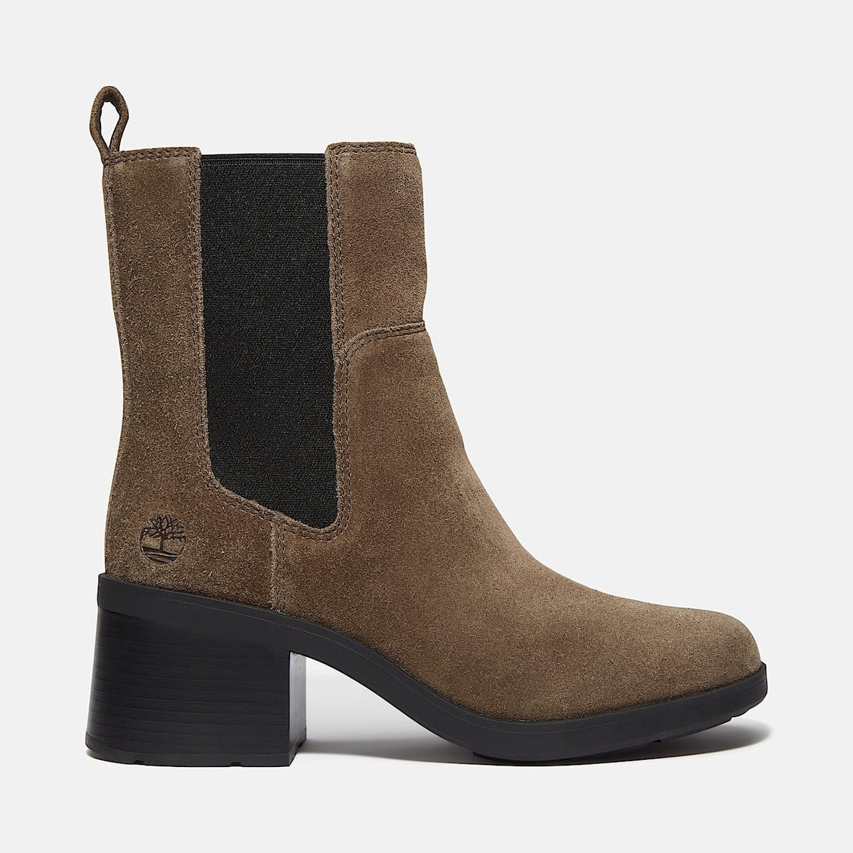TIMBERLAND WOMEN'S 5.5 BELLEVAUX MID CHELSEA BOOT DK BROWN SUEDE NIB